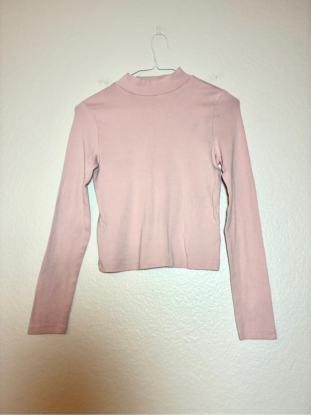 Gap Kids Dusty Pink Crop Turtleneck Long Sleeve Size L 10 Fitted Ribbed Casual